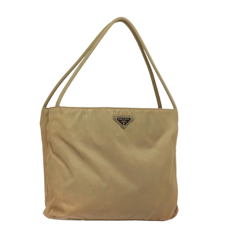 PRADA Shoulder Bag Nylon Beige Auth 81183