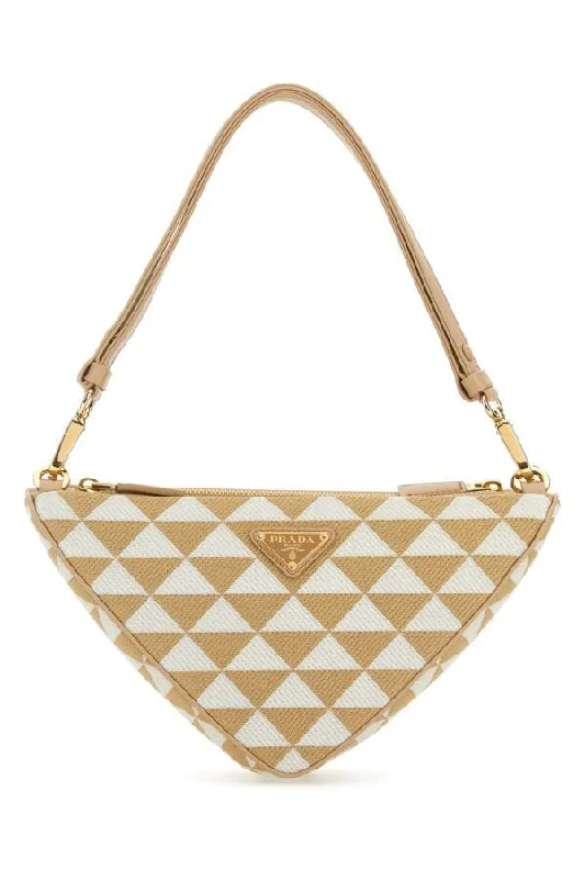 Prada Women Multicolor Leather And Fabric Triangle Double Shou