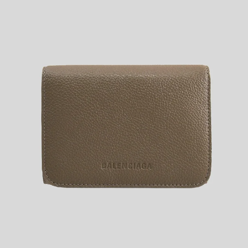 Balenciaga Leather Trifold Wallet Dark Taupe 656342