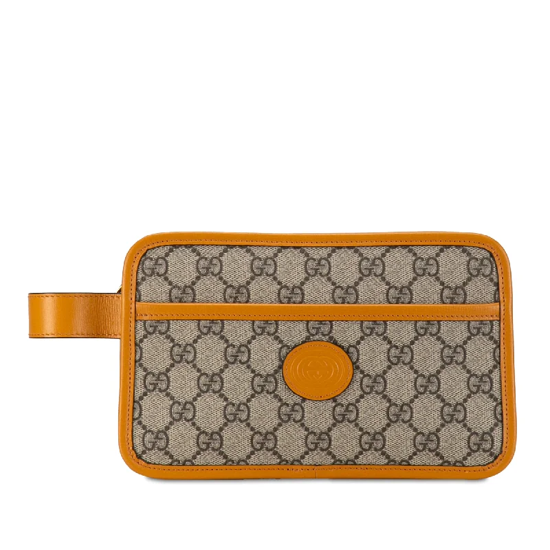 Brown Gucci GG Supreme Interlocking G Clutch