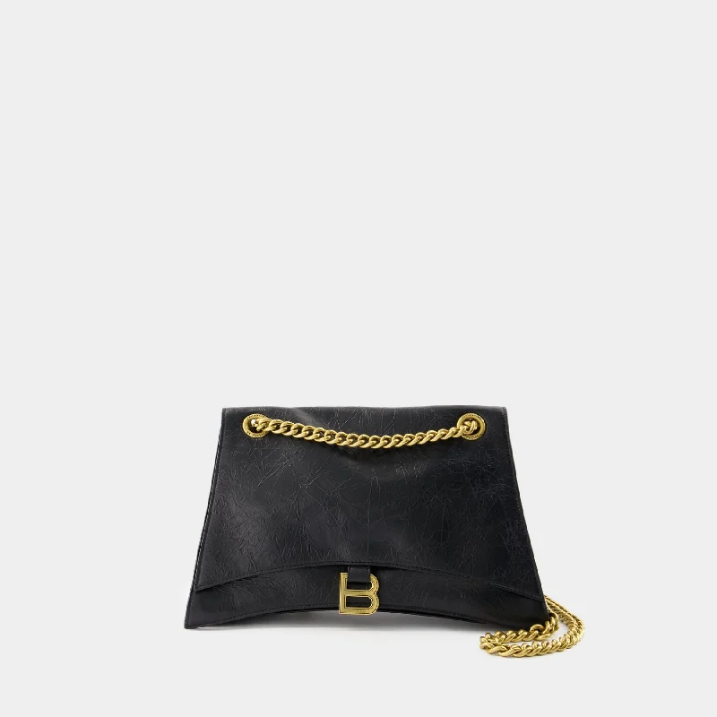 Crush Chain M Shoulder Bag - Balenciaga - Leather - Black