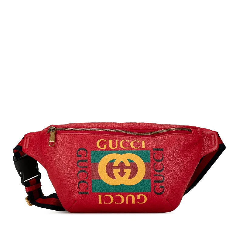 Red Gucci Leather Logo Belt Bag