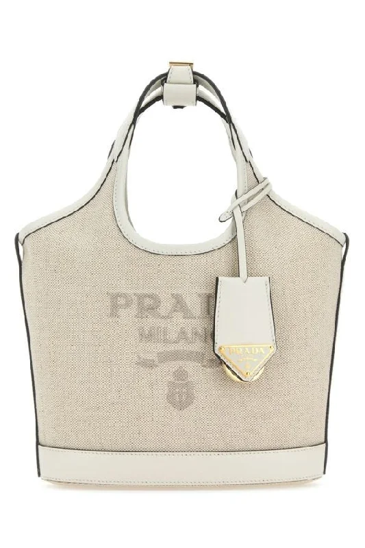 Prada Women Sand Canvas Handbag