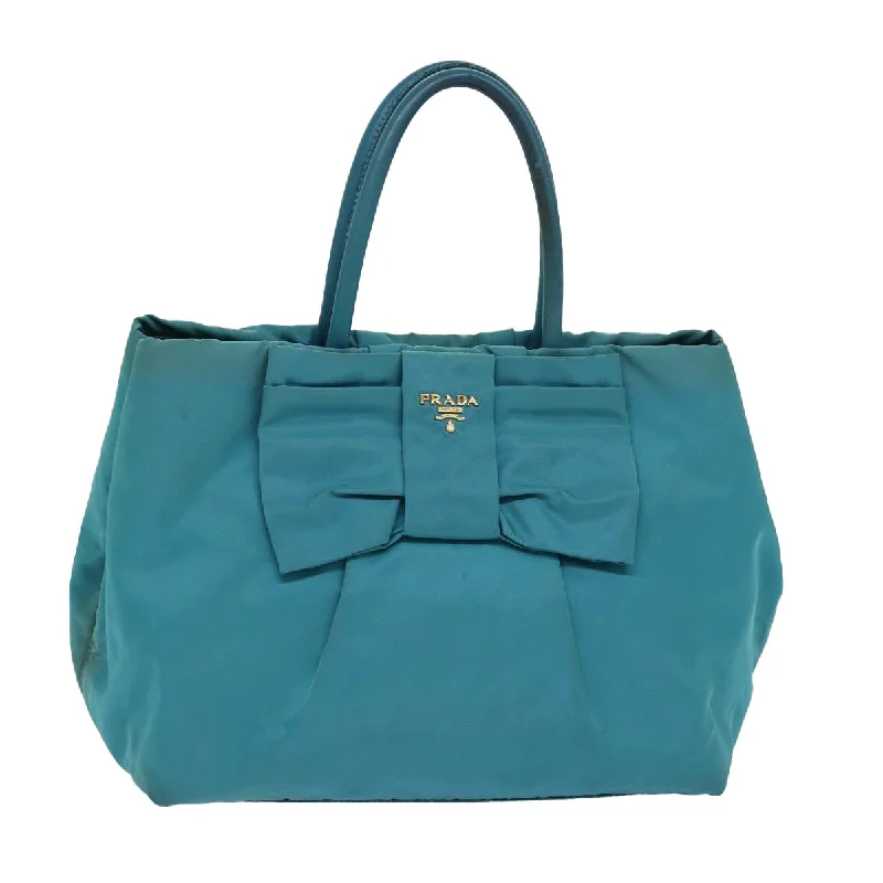 PRADA Hand Bag Nylon Turquoise Blue Auth 81466