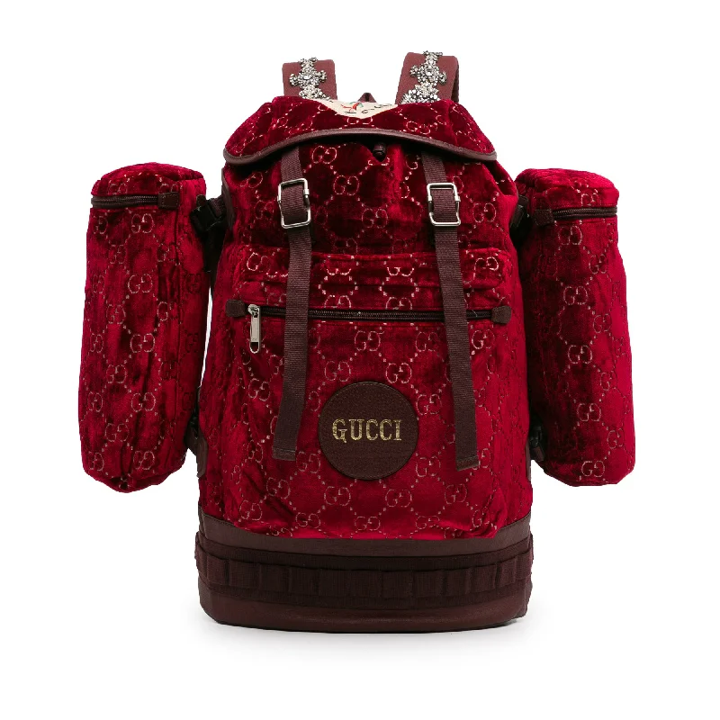 Red Gucci Large GG Velvet Heart Alpina Backpack