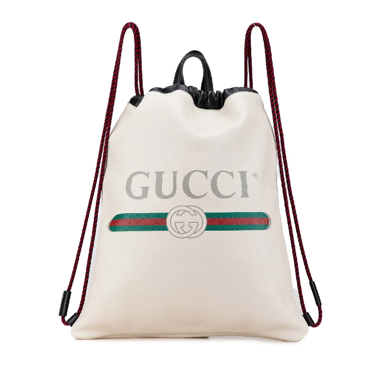 White Gucci Gucci Logo Leather Backpack