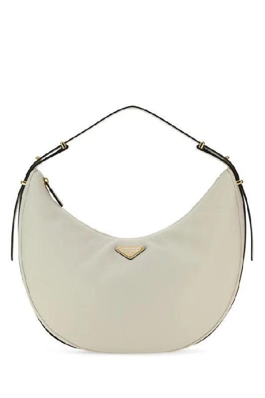 Prada Women White Leather Big Arquã¨ Handbag