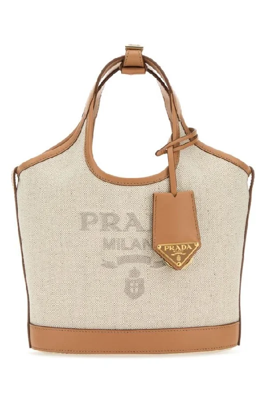 Prada Women Sand Canvas Handbag