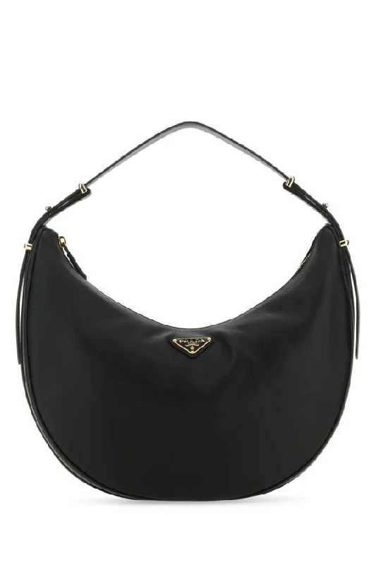 Prada Women Black Leather Big Arquã¨ Handbag