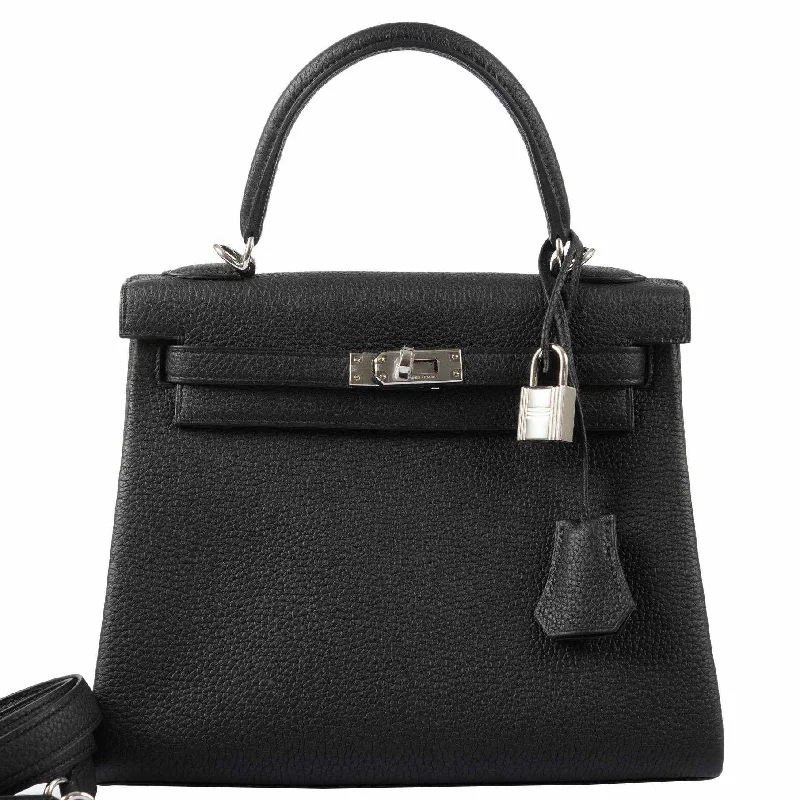 Hermès Kelly 25 Retourne Black Togo Palladium Hardware