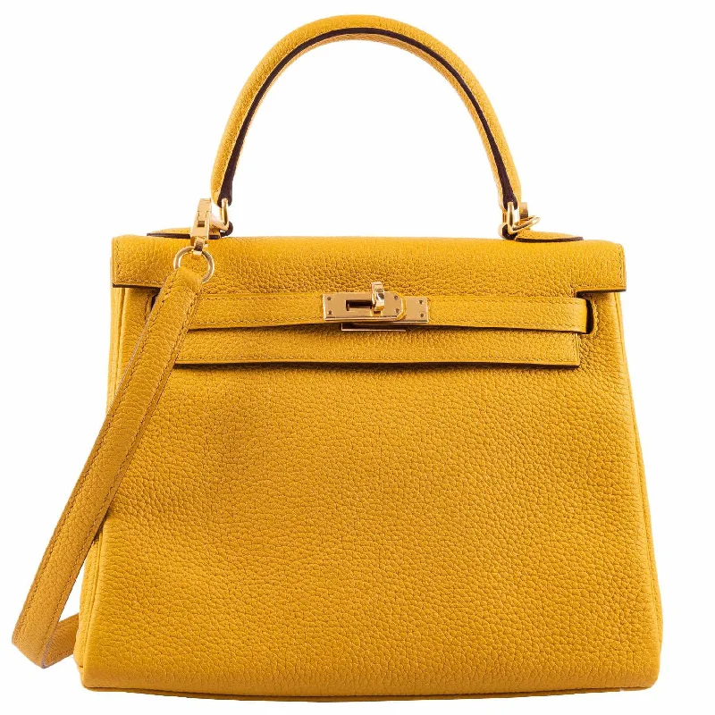 Hermès Kelly 25 Retourne Jaune Ambre Togo Gold Hardware