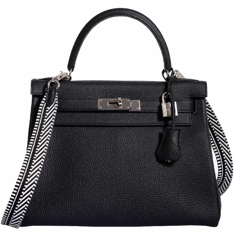 Hermès Kelly 28 Retourne Black Togo Palladium Hardware