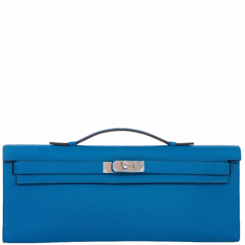 Hermès Kelly Cut Blue Izmir Epsom Palladium Hardware