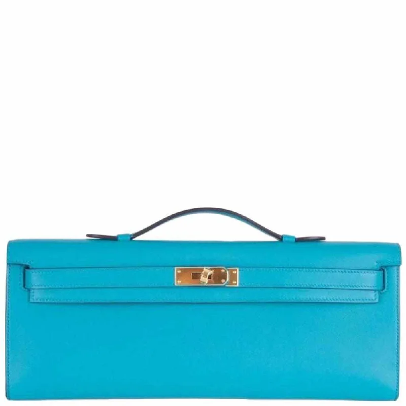 Hermès Kelly Cut Blue Paon Swift Gold Hardware