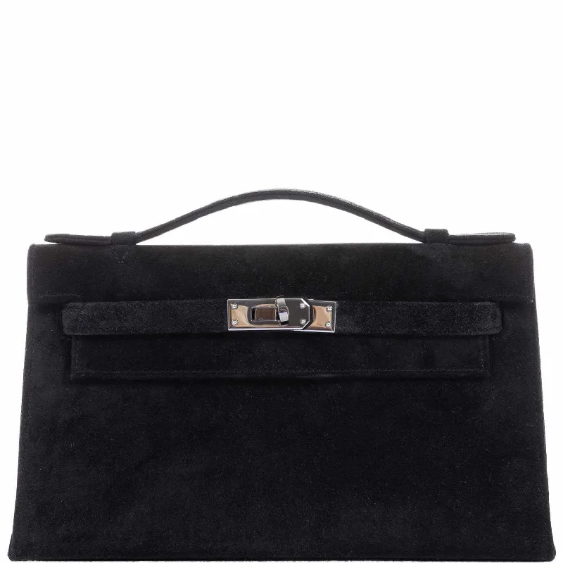 Hermès Kelly Doblis Mini Pochette Black Veau Suede - Rare