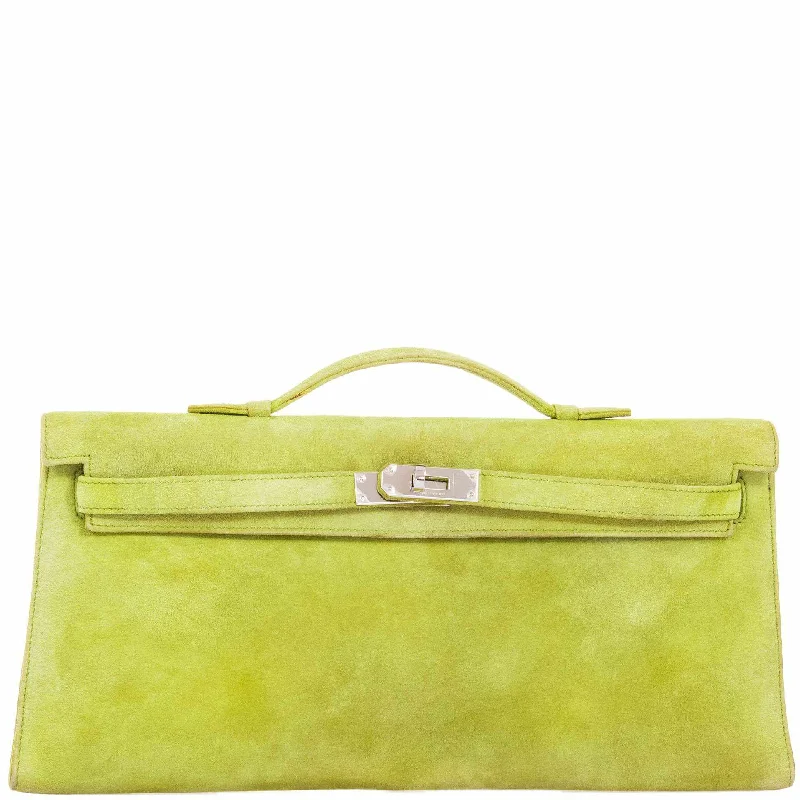 Hermès Kelly Longue Apple Green Suede Palladium Hardware