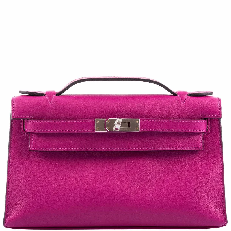 Hermès Kelly Mini Pochette Rose Pourpre Swift Palladium Hardware