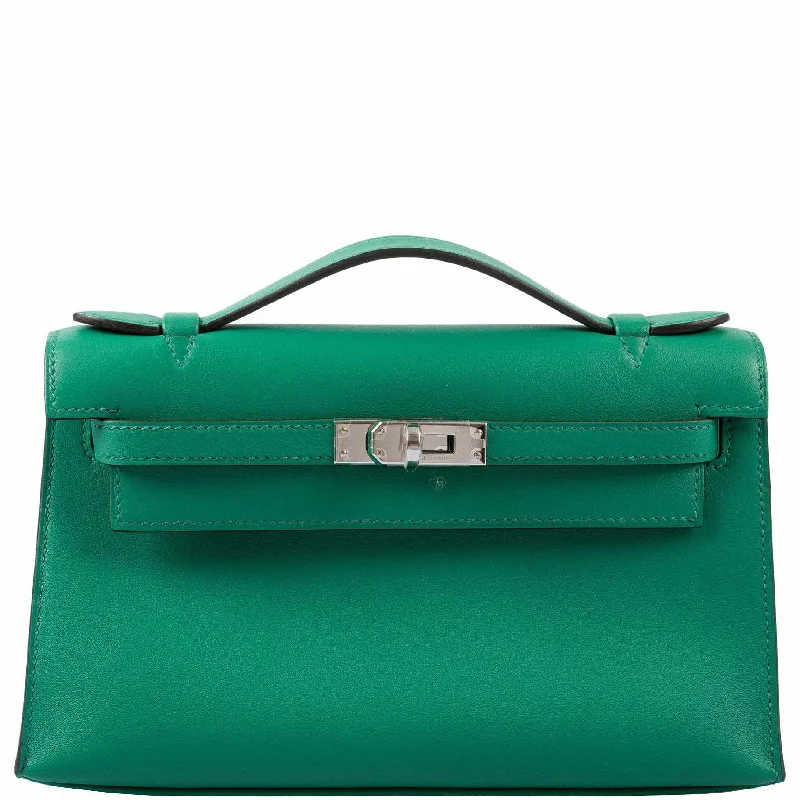 Hermès Kelly Mini Pochette Vert Vertigo Swift Palladium Hardware