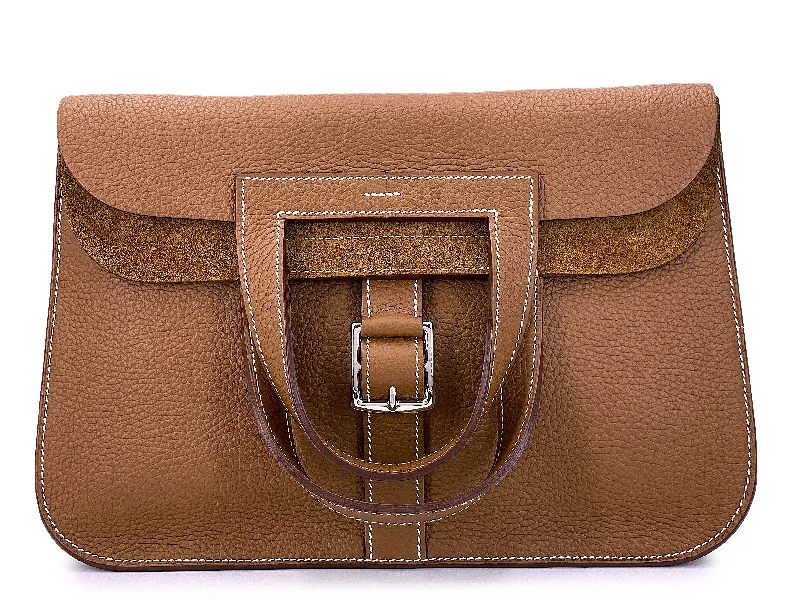 Hermès Alezan H Halzan 4-way Buckled Shoulder Bag Gold Camel Beige DLS