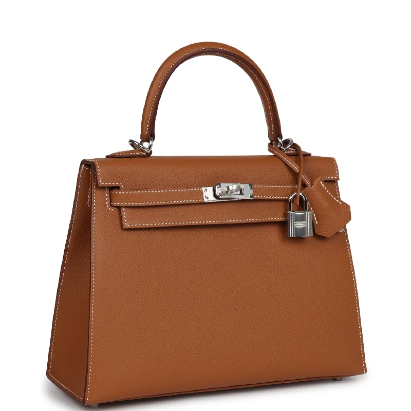 Hermes Kelly Sellier 25 Gold Epsom Palladium Hardware