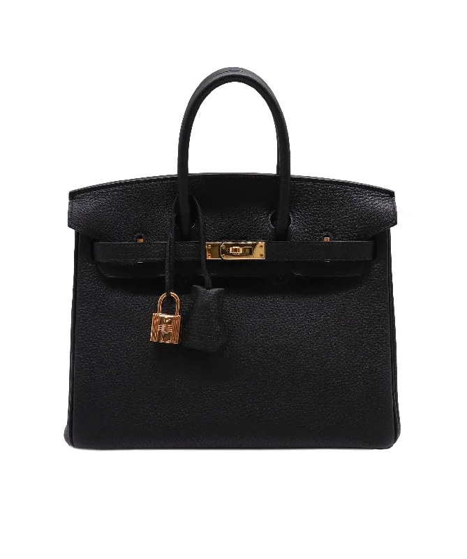 HERMES BIRKIN 25 BLACK TOGO HAND BAG U GHW 90252987 DXBS1407