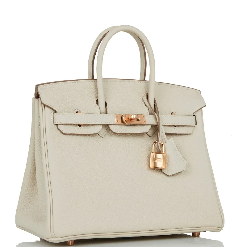 Hermes Birkin 25 Craie Togo Rose Gold Hardware