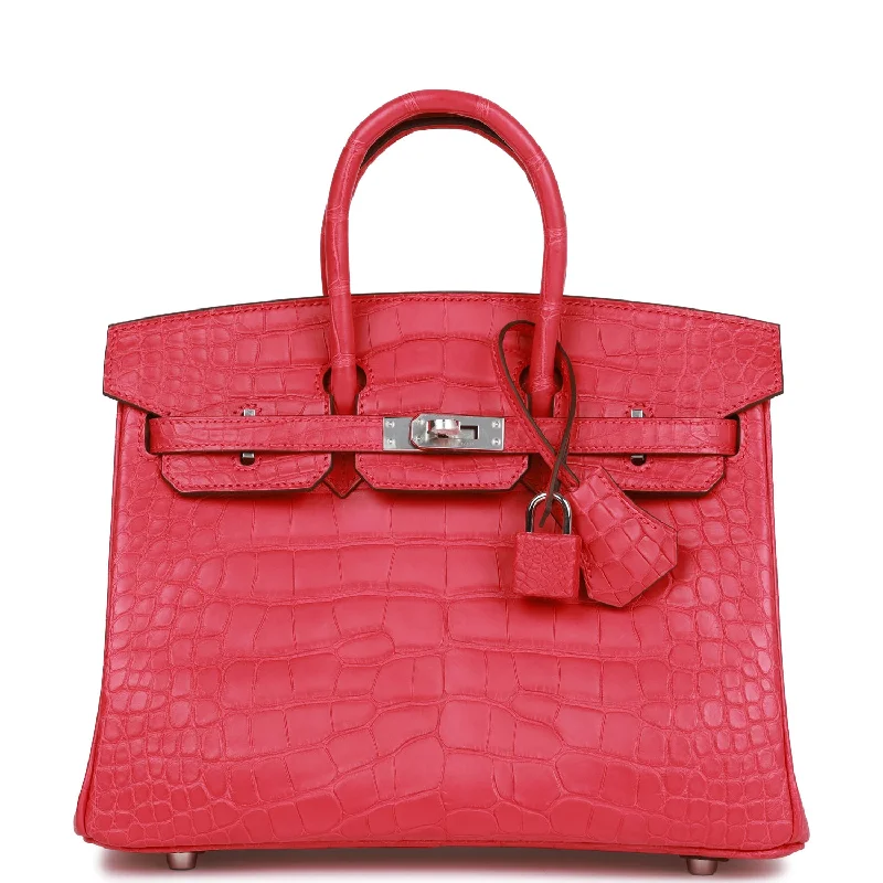 Hermes Birkin 25 Rose Extreme Matte Alligator Palladium Hardware