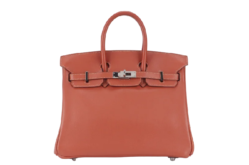 HERMES BIRKIN 25 STAMP L (YEAR 2008) ROSY SWIFT LEATHER SILVER HARDWARE WITH LOCK & KEYS AND DUST COVER