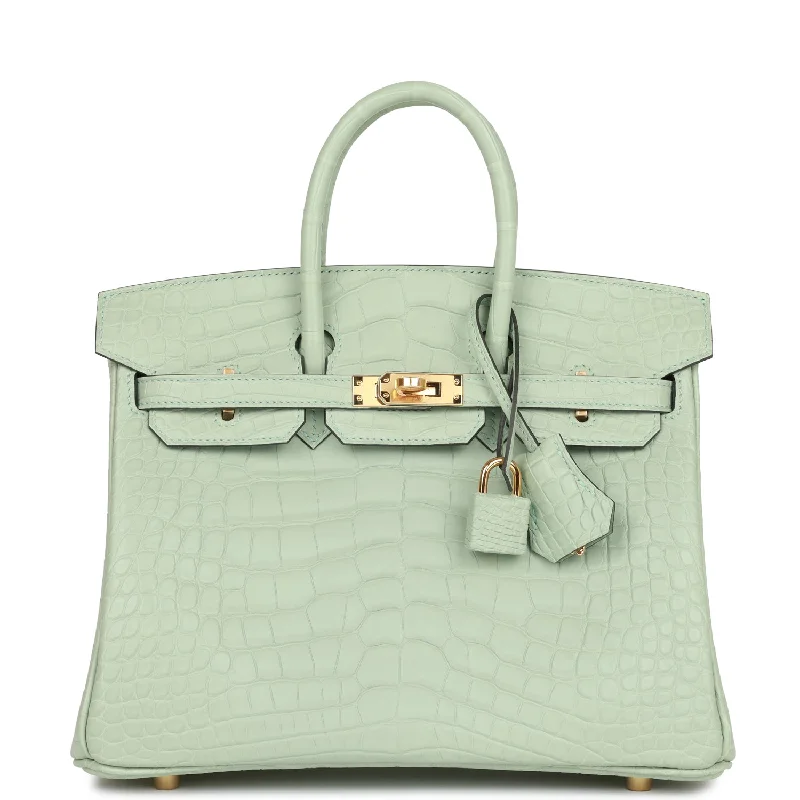 Hermes Birkin 25 Vert D'Eau Matte Alligator Gold Hardware