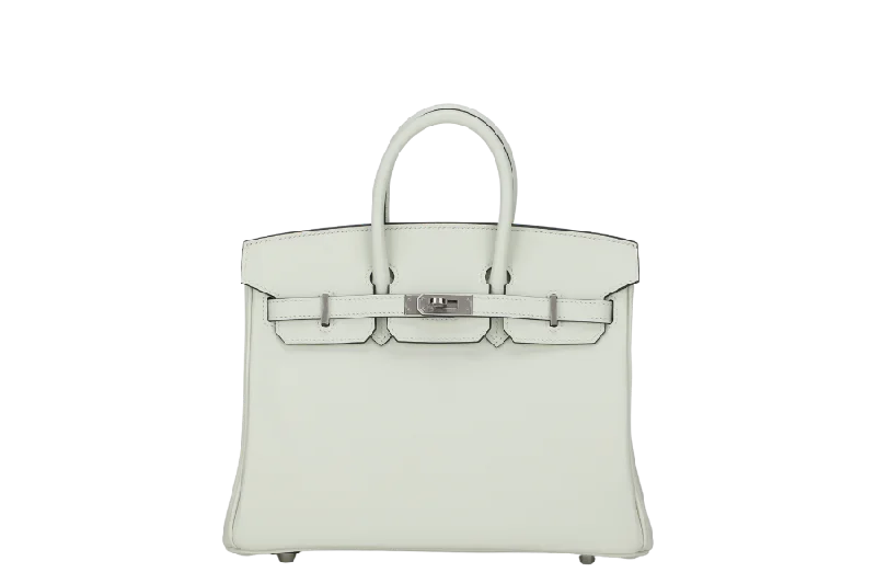 HERMES BIRKIN 25 (STAMP B) VERT FIZZ SWIFT LEATHER SILVER HARDWARE WITH KEYS&LOCK, DUST COVER & BOX