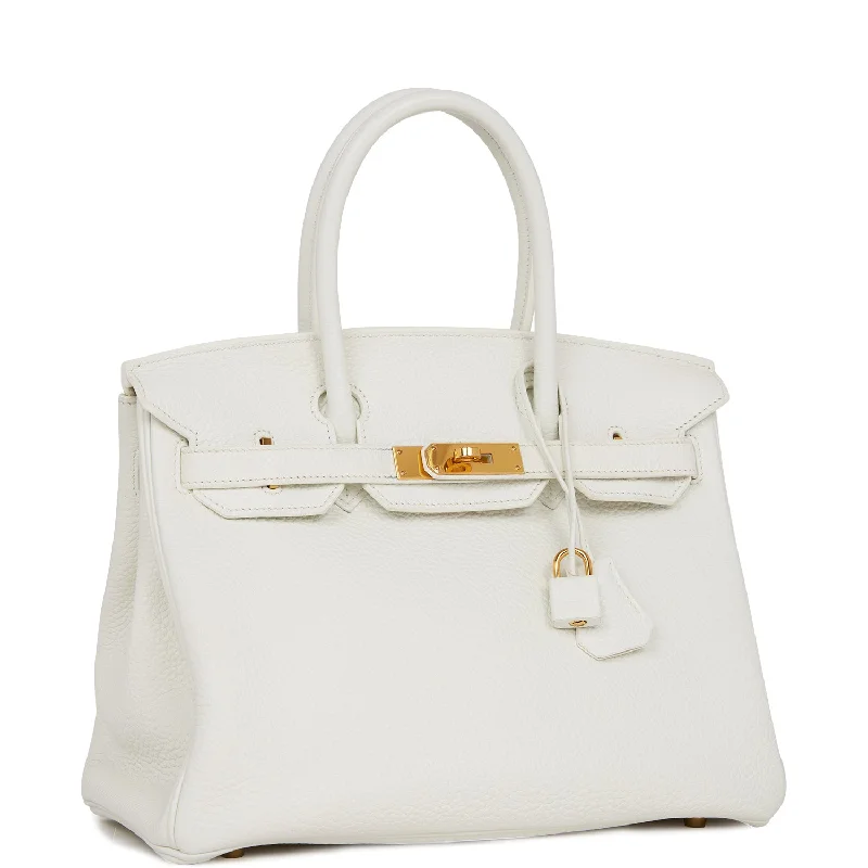 Hermes Birkin 30 White Clemence Gold Hardware