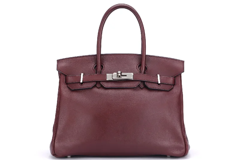 Hermes Birkin 30cm (Stamp M) Rouge H Color Swift Leather, Silver Hardware, with Keys, Raincoat & Dust Cover, no Lock