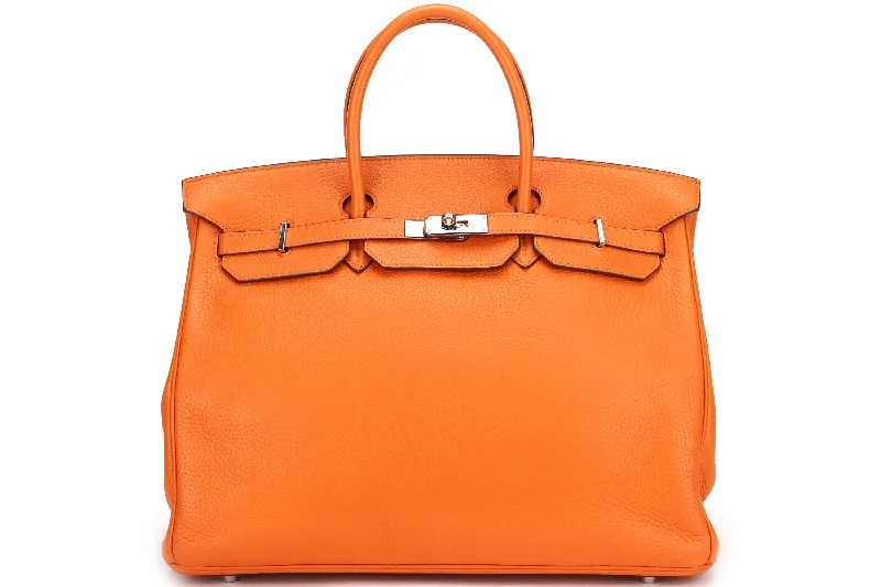 HERMES BIRKIN 40 [STAMP M SQUARE (2009)] ORANGE TAURILLON CLEMENCE LEATHER PALLADIUM HARDWARE, WITH BOX ,DUST COVER, LOCK & KEYS