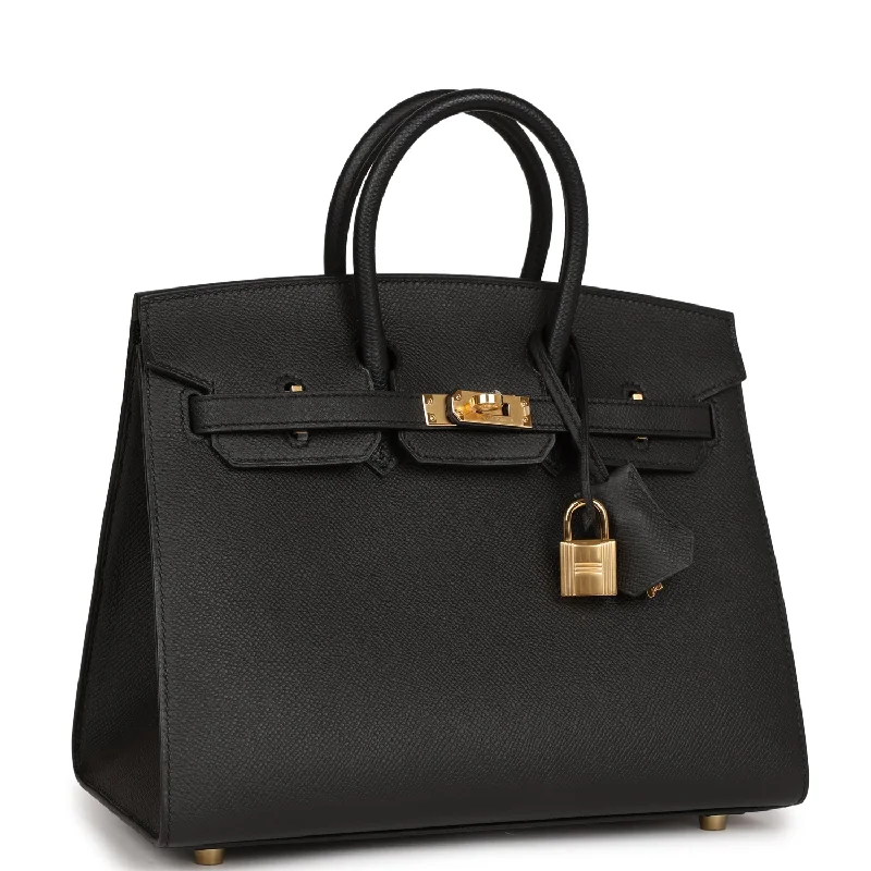 Hermes Birkin Sellier 25 Black Epsom Gold Hardware