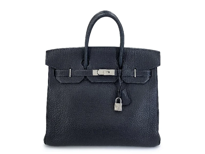 Hermès Fjord HAC Birkin 32 Blue-Black Nuit PHW Bag Q43