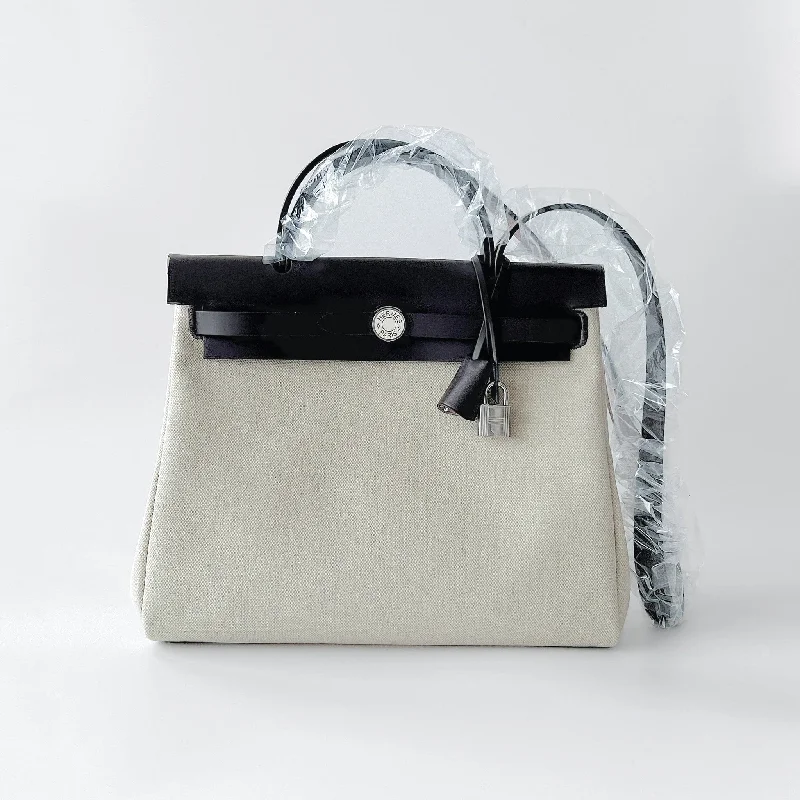 Hermes Herbag 31 In Beton And Ebene With Nata Plated Hardware