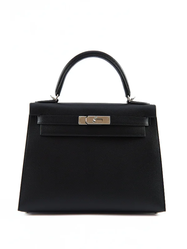 HERMÈS KELLY 28CM BLACK Epsom Leather with Palladium Hardware