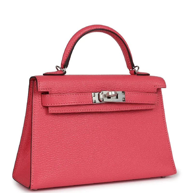 Hermes Kelly Sellier 20 Rose Lipstick Chevre Palladium Hardware