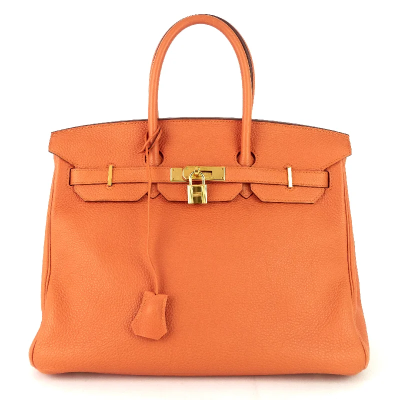 Birkin 35 Orange Clemence Leather Bag