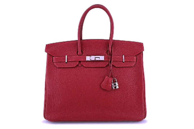 Hermes Red Fjord 35cm Birkin Tote Bag Rouge Garance PHW