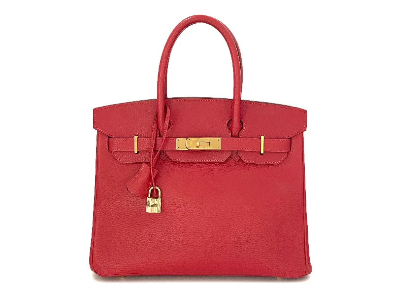 Hermes Rouge Vermillion Ardennes 30cm Birkin Bag GHW Red