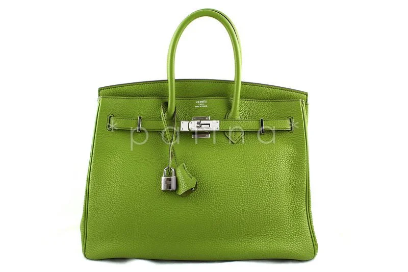 Hermes Togo Leather Vert Anis Apple Green 35cm Birkin Bag Full Set